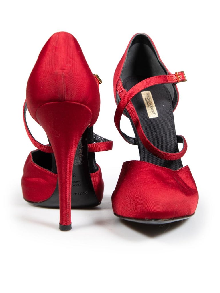 Dolce and Gabbana Tacchi con plateau rossi e neri taglia IT 38