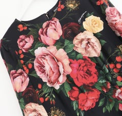 Dolce & Gabbana Red & Black Rose Print Sheath Dress