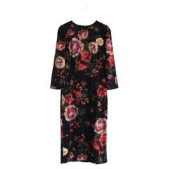 Dolce & Gabbana Red & Black Rose Print Sheath Dress