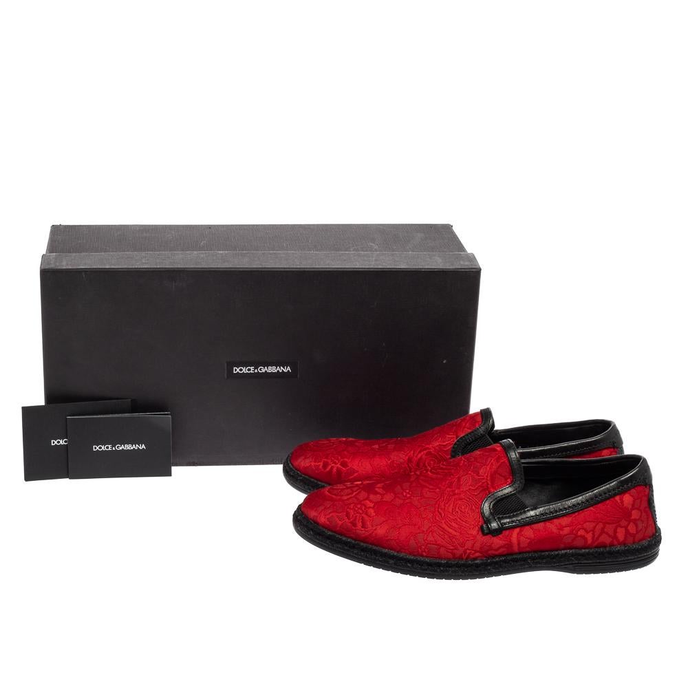 Dolce & Gabbana Red Brocade Fabric Espadrille Flats Size 40 5