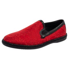 Dolce & Gabbana Red Brocade Fabric Espadrille Flats Size 40
