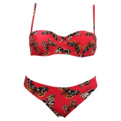 Dolce & Gabbana Red Butterfly Two-Piece Swimsuit Swimwear Bikini Beachwear DG