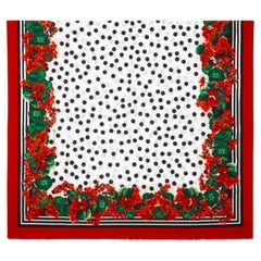 Dolce & Gabbana Red Cashmere Modal Geranium Floral Scarf Wrap Cover Up Polkadot