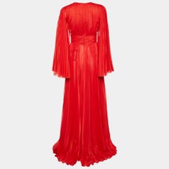 Dolce & Gabbana Red Chiffon Pleated Long Dress S