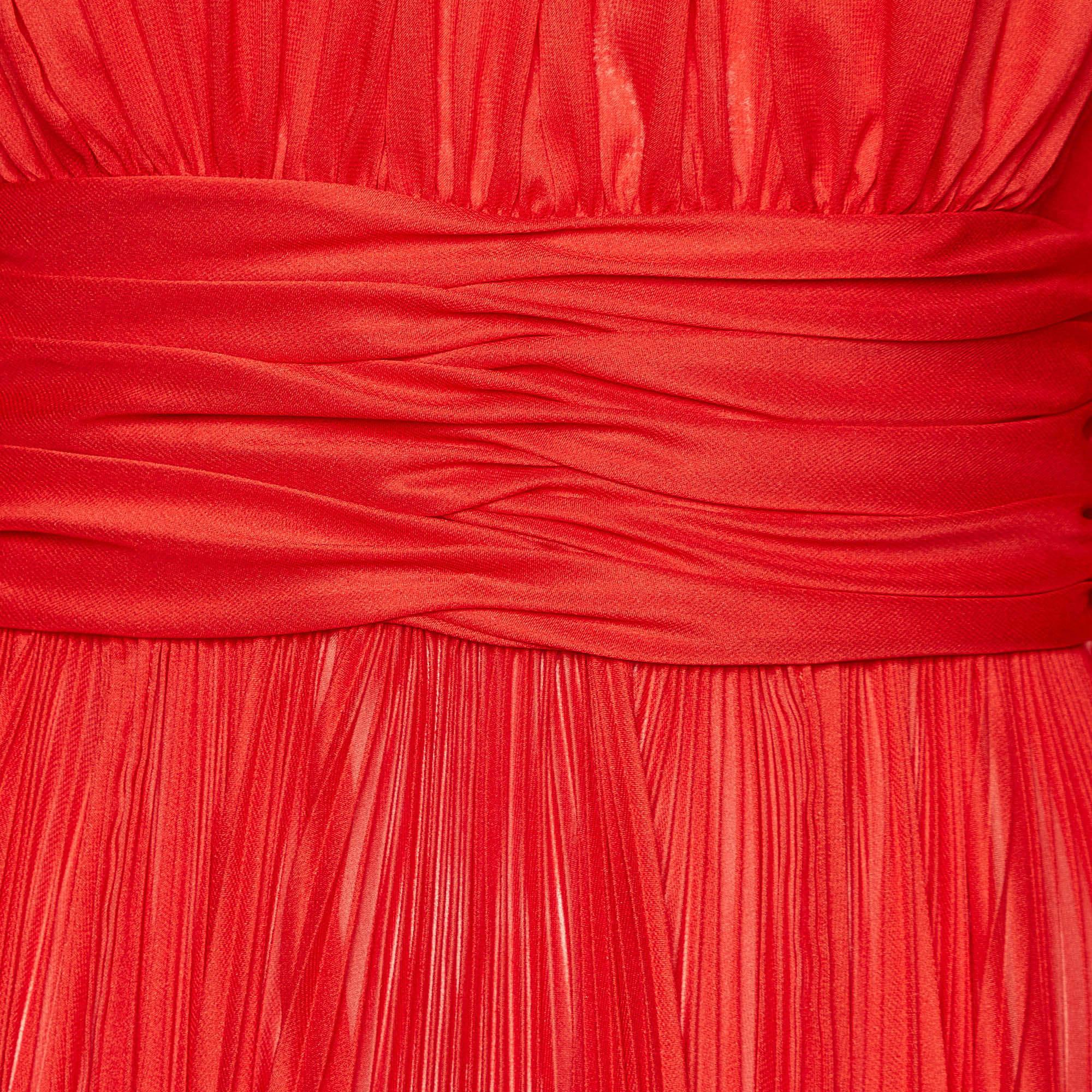 Dolce & Gabbana - Robe longue plissée en mousseline - Rouge S Neuf - En vente à Dubai, Al Qouz 2