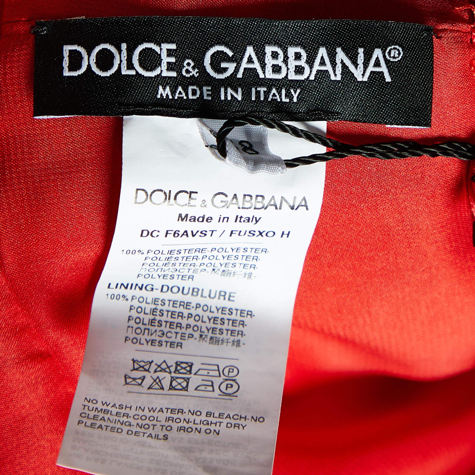 Dolce & Gabbana - Robe longue plissée en mousseline - Rouge S Pour femmes en vente