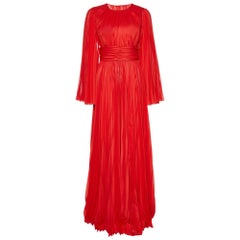 Dolce & Gabbana - Robe longue plissée en mousseline - Rouge S