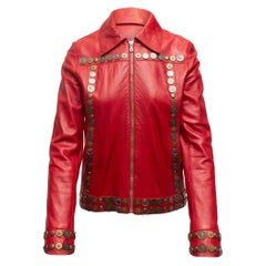 Dolce & Gabbana - Giacca in pelle impreziosita da una moneta rossa
