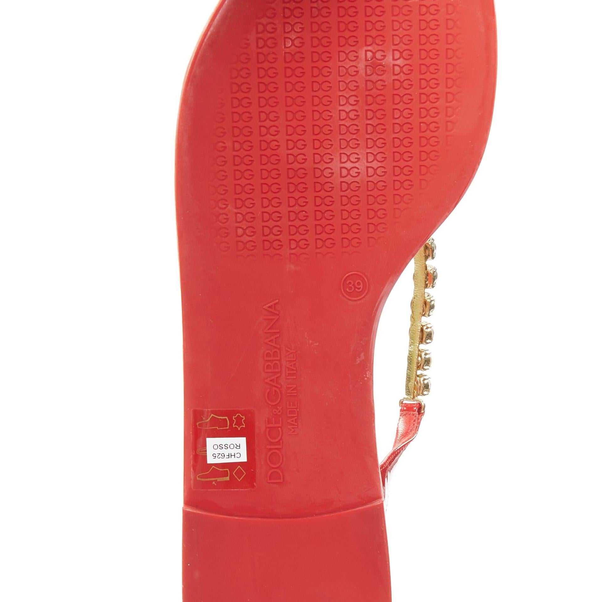 DOLCE GABBANA red colorful crystal embellished majolica sandals EU39 For Sale 5