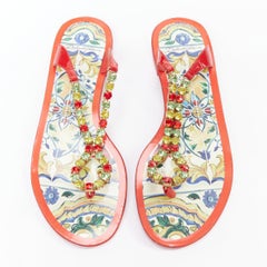 DOLCE GABBANA red colorful crystal embellished majolica sandals EU39