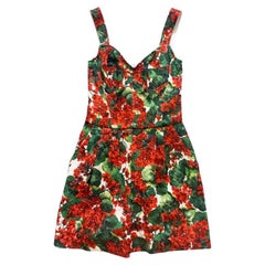 Dolce & Gabbana Red Cotton Floral Geranium Combo Top and Shorts Jumpsuit Corset