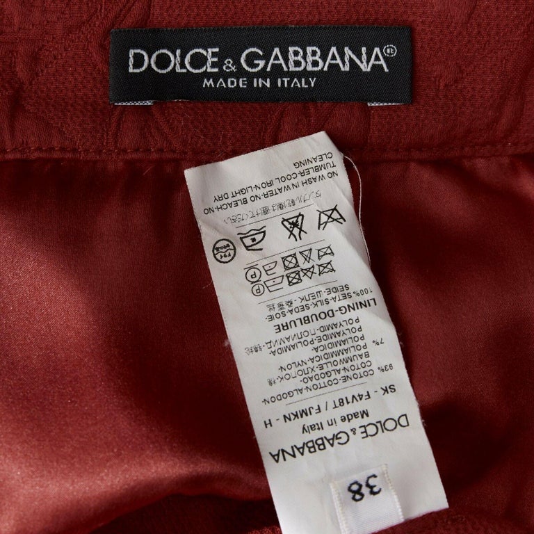 DOLCE GABBANA red cotton floral jacquard pleated flared mini skirt IT38 ...