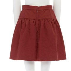 DOLCE GABBANA red cotton floral jacquard pleated flared mini skirt IT38 XS