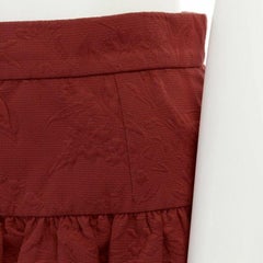 DOLCE GABBANA red cotton floral jacquard pleated flared mini skirt IT38 XS