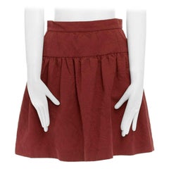 DOLCE GABBANA red cotton floral jacquard pleated flared mini skirt IT38 XS