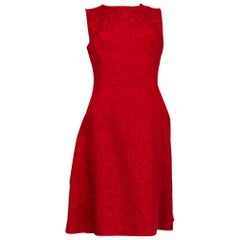 DOLCE & GABBANA red cotton FLORAL JACQUARD Sleeveless Dress 40