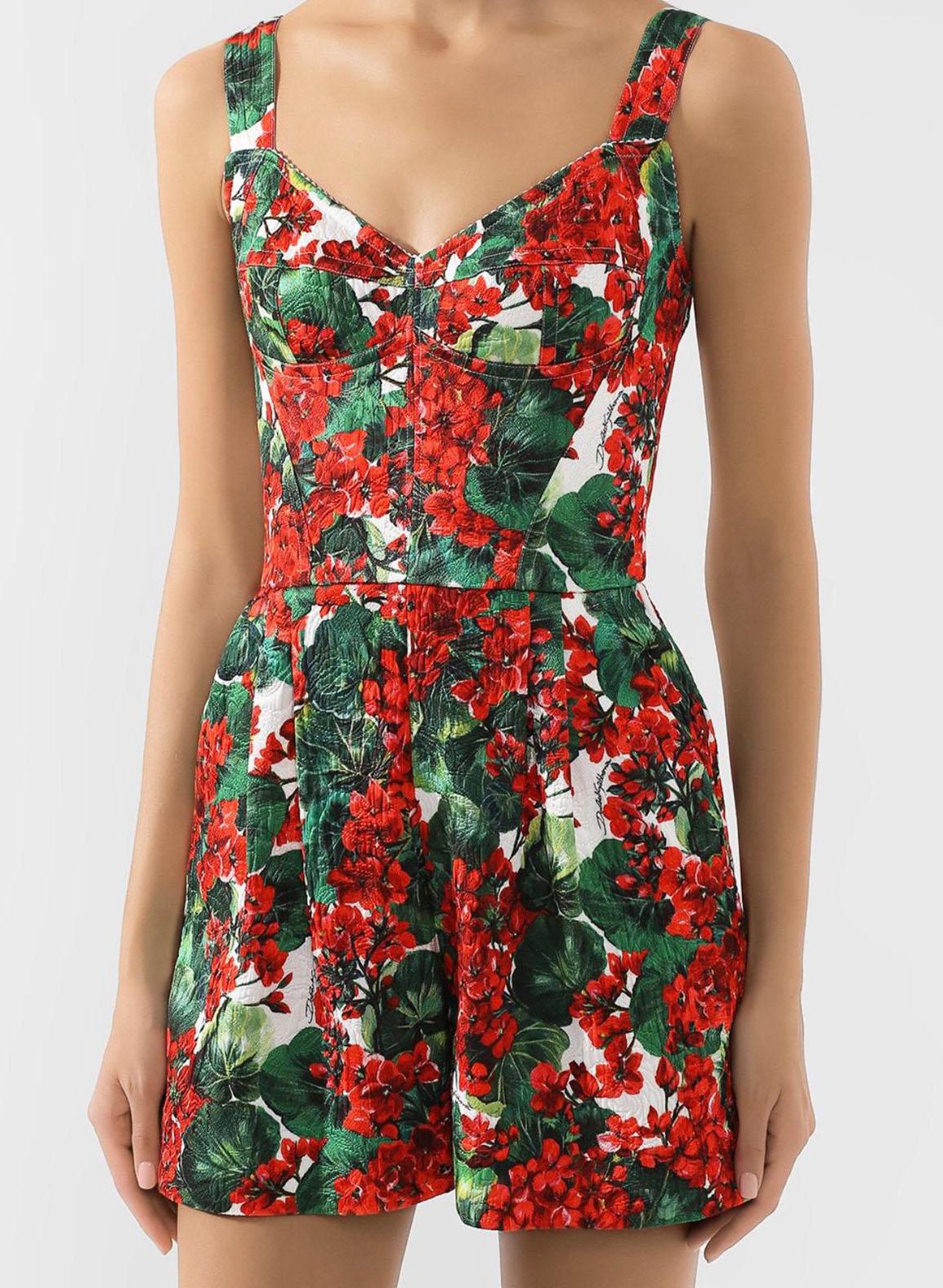 Dolce & Gabbana Red Cotton Geranium Portofino Printed Shorts Flowers DG 1