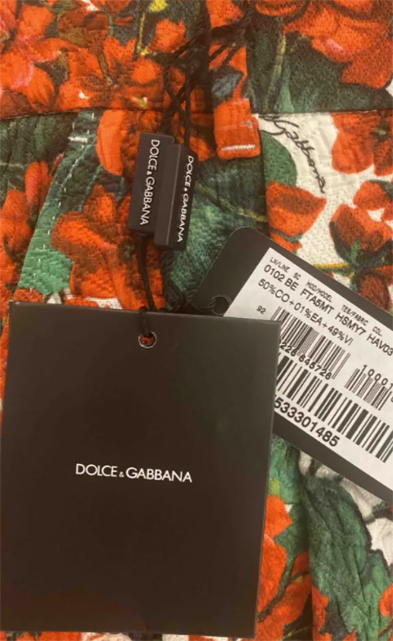 Dolce & Gabbana Red Cotton Geranium Portofino Printed Shorts Flowers DG 4