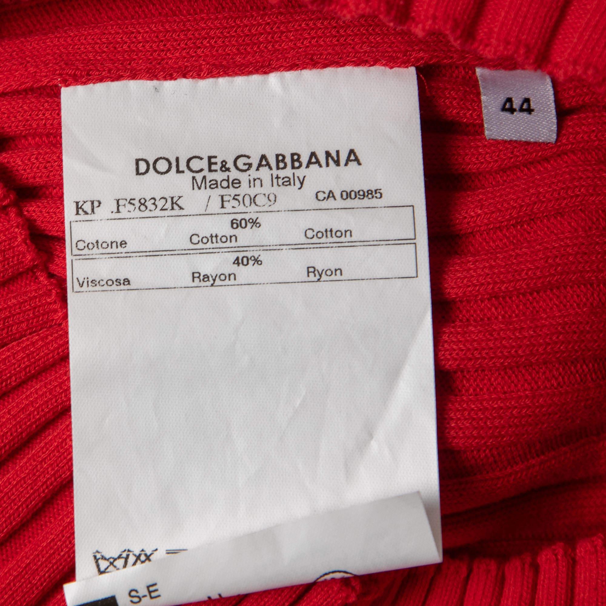 Women's Dolce & Gabbana Red Cotton Rib Knit Tank Top M For Sale