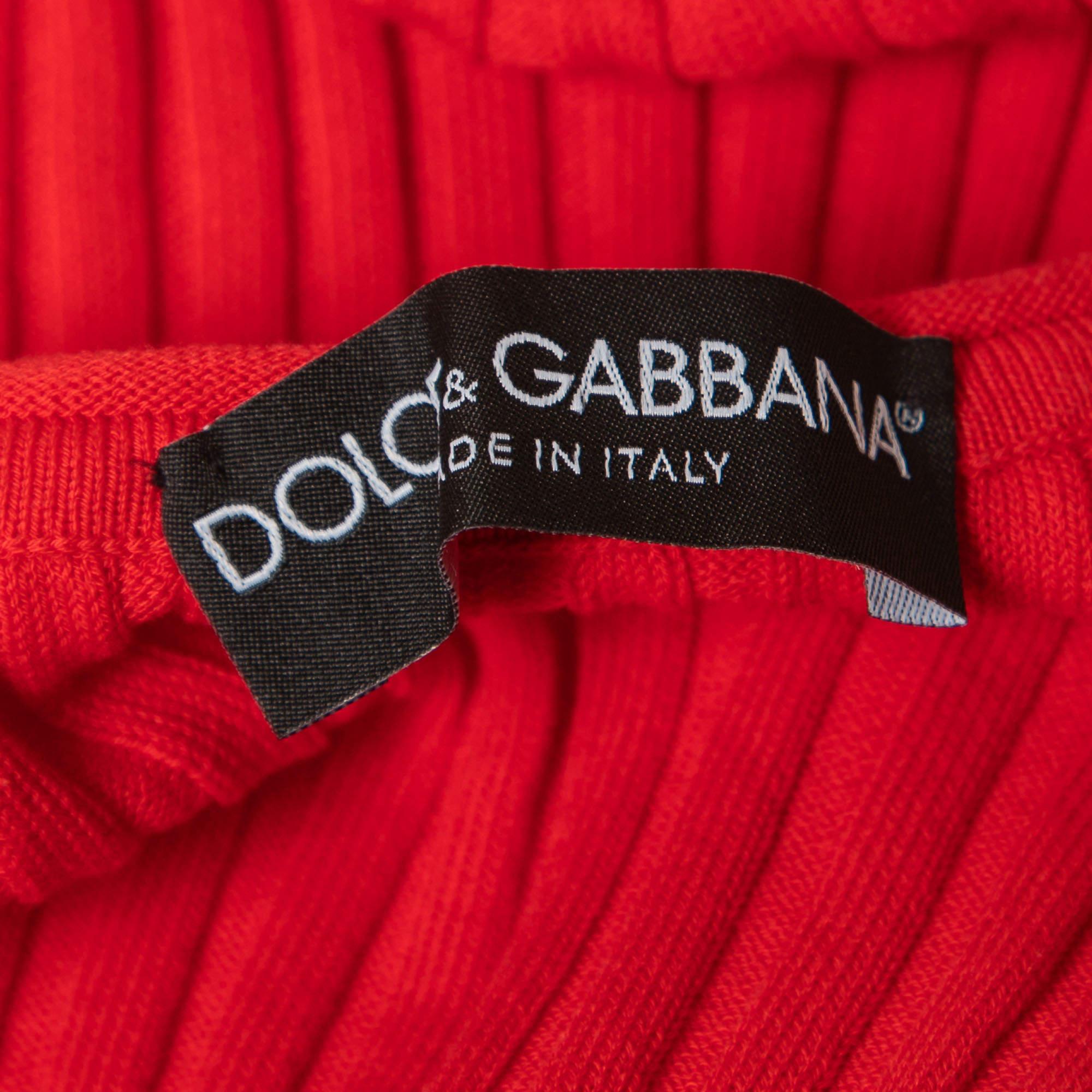 Dolce & Gabbana Red Cotton Rib Knit Tank Top M For Sale 1