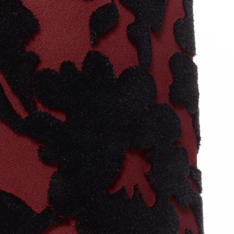 DOLCE GABBANA rot Krepp schwarz floral Samt Devore Etuikleid IT36 XS im Angebot 5