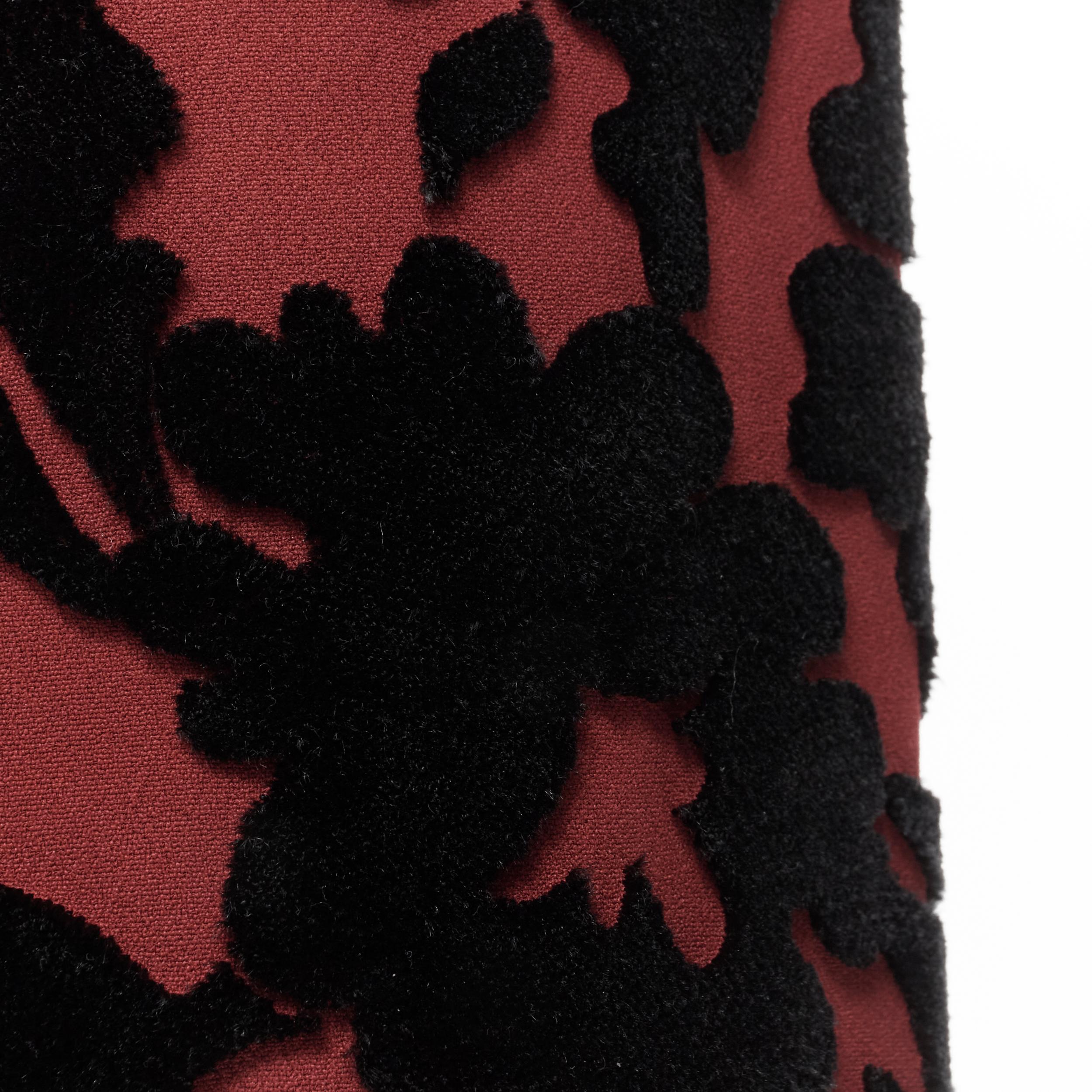 DOLCE GABBANA red crepe floral velvet devore sheath dress IT36 XS For Sale 4