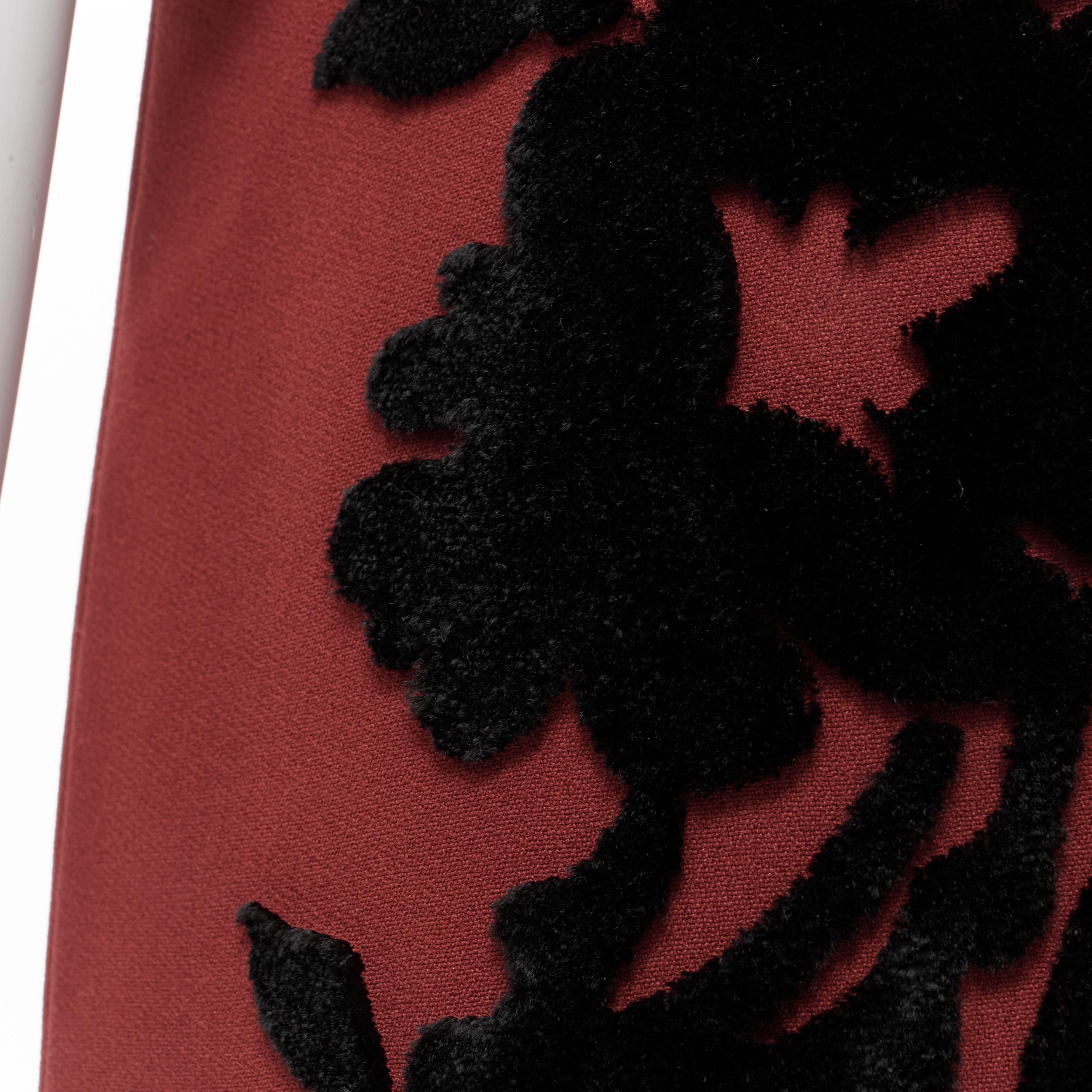 DOLCE GABBANA red crepe floral velvet devore sheath dress IT36 XS For Sale 2