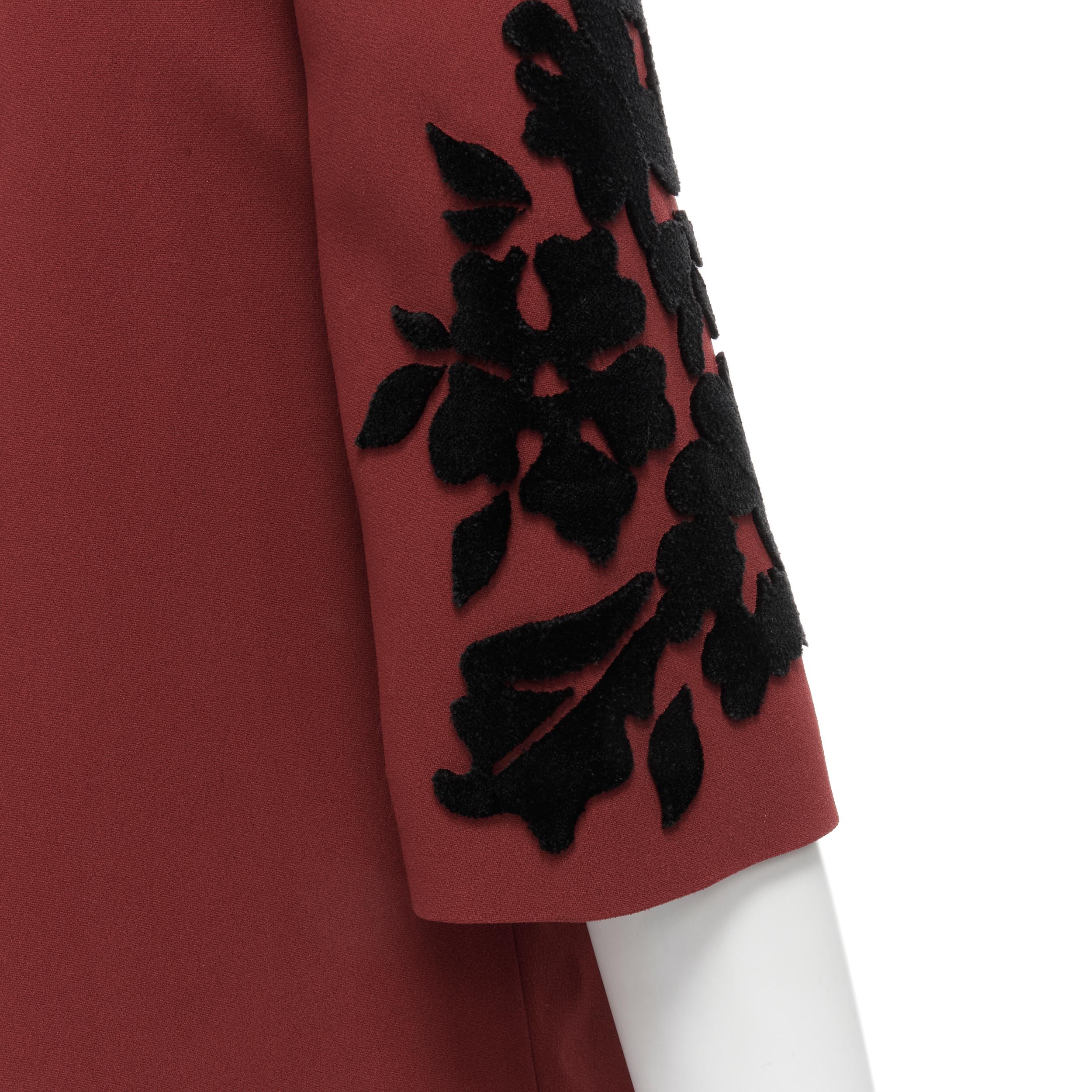 DOLCE GABBANA red crepe floral velvet devore sheath dress IT36 XS For Sale 3
