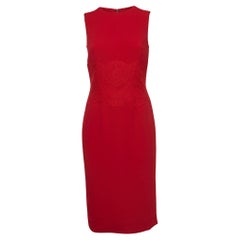 Dolce & Gabbana Red Crepe Lace Trim Sleeveless Dress M