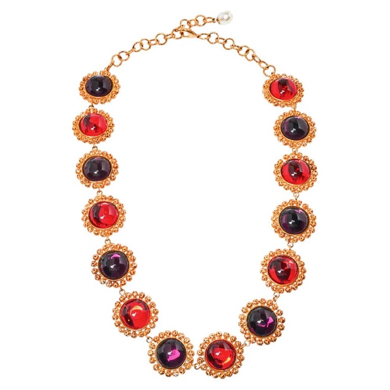Dolce & Gabbana Gold Brass Floral Crystals Pearl Embellished Necklace main image 0