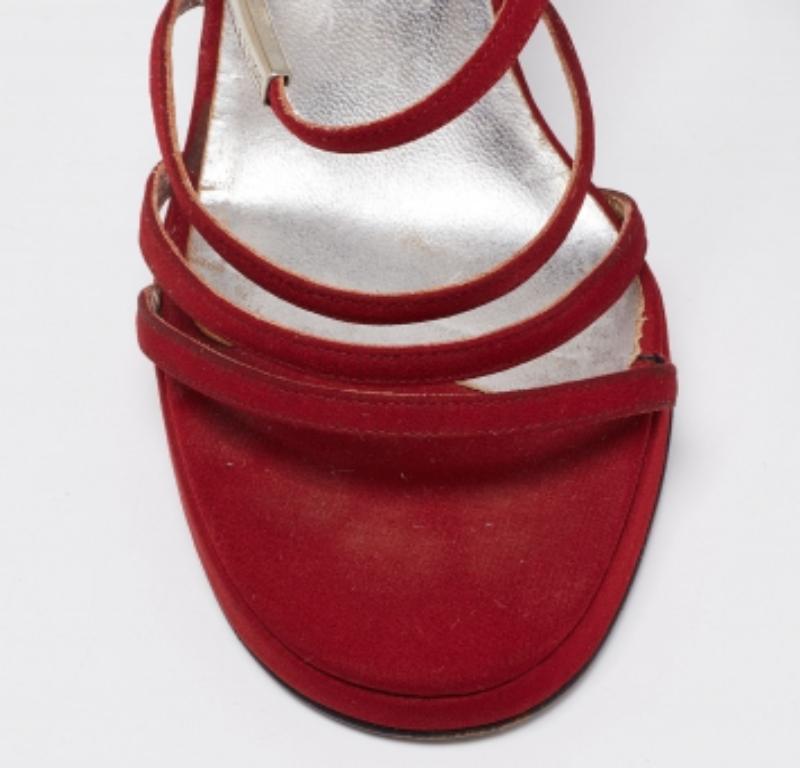 Dolce & Gabbana - Sandales à lanières en tissu rouge, taille 38 Pour femmes en vente