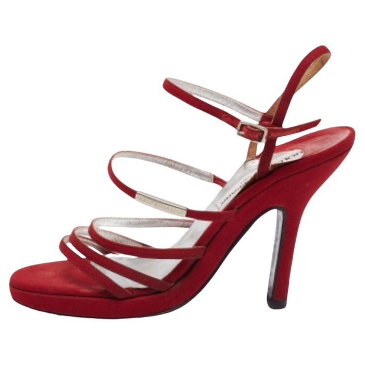 Dolce & Gabbana - Sandales à lanières en tissu rouge, taille 38
