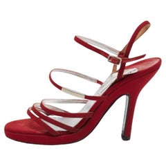 Dolce & Gabbana - Sandales à lanières en tissu rouge, taille 38