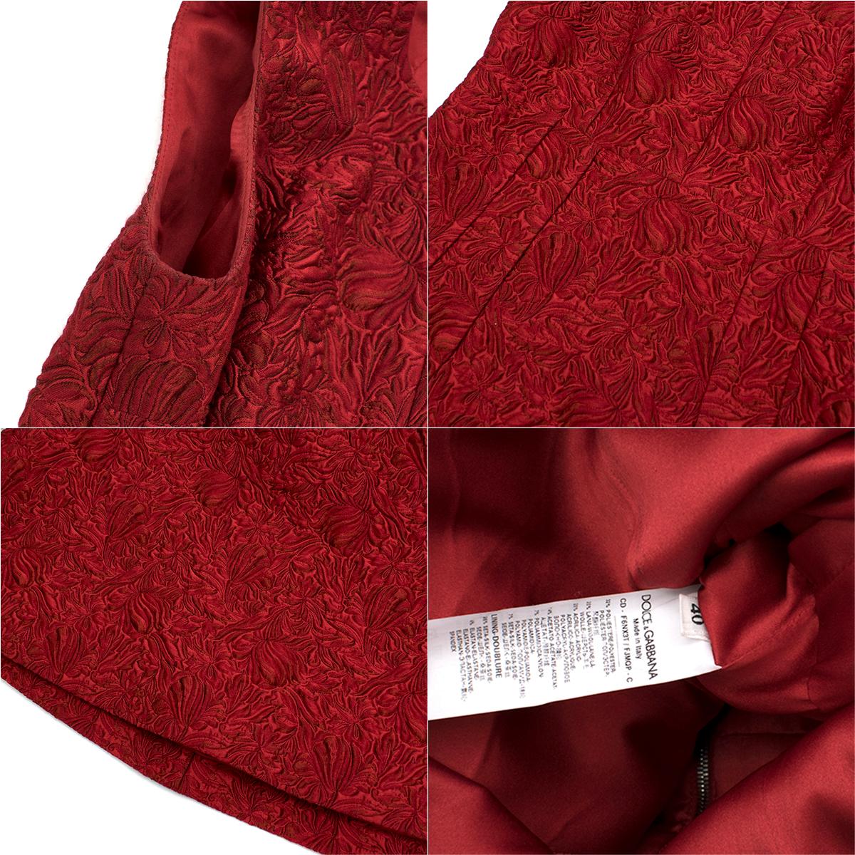 Dolce & Gabbana Red Floral Brocade Dress SIZE 40 IT 1
