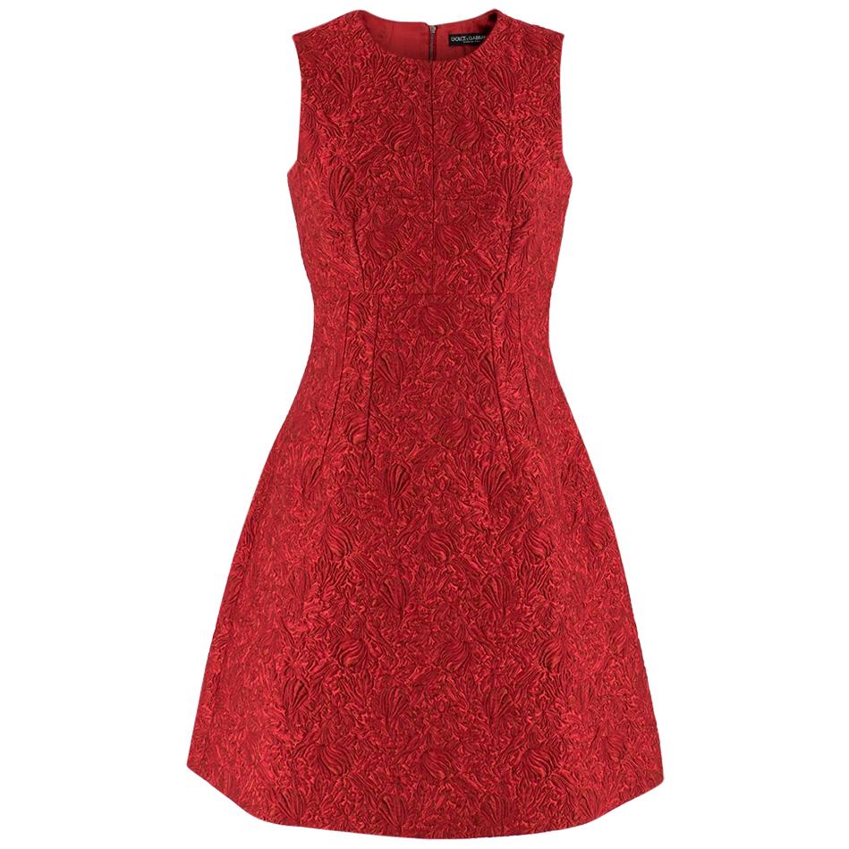 Dolce & Gabbana Red Floral Brocade Dress SIZE 40 IT