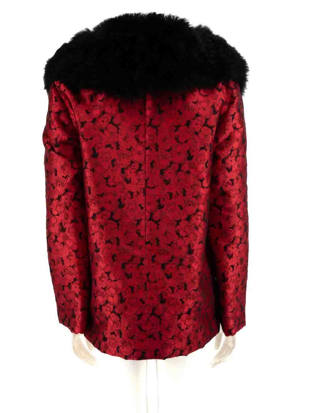 Dolce & Gabbana Red Floral Jacquard Jacket Size M In New Condition For Sale In London, GB