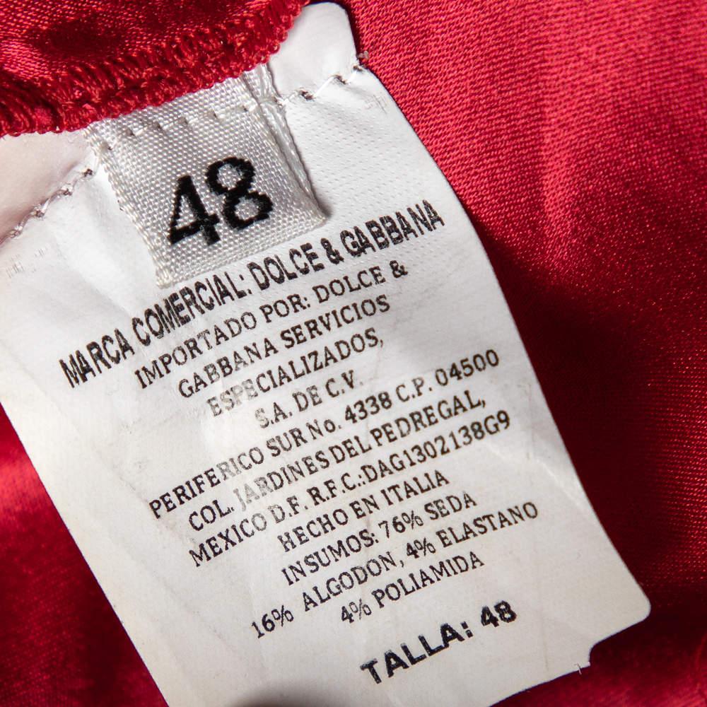 Dolce & Gabbana Red Floral Lace Button Detail Top L 3
