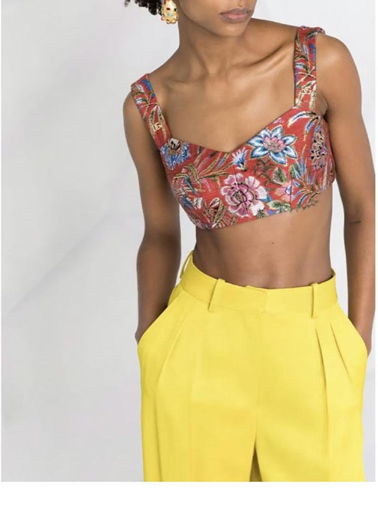 Dolce & Gabbana Red Viscose Sleeveless Halter Cropped Tank Top main image 1