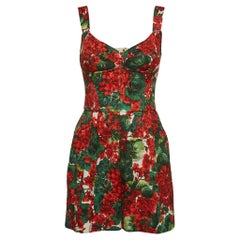 Dolce & Gabbana Red Floral Printed Jacquard Playsuit S