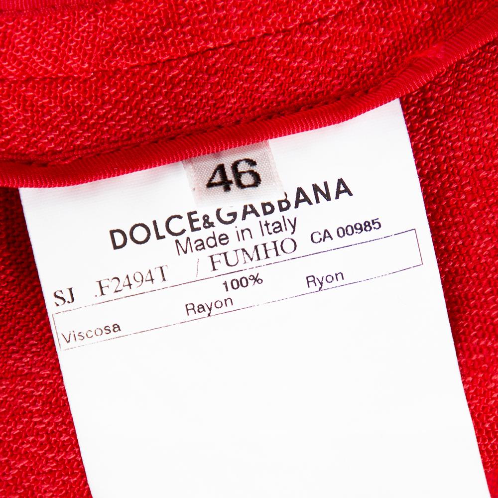 Dolce & Gabbana Red Fringed Button Front Jacket L 3