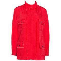 Dolce & Gabbana Red Fringed Button Front Jacket L