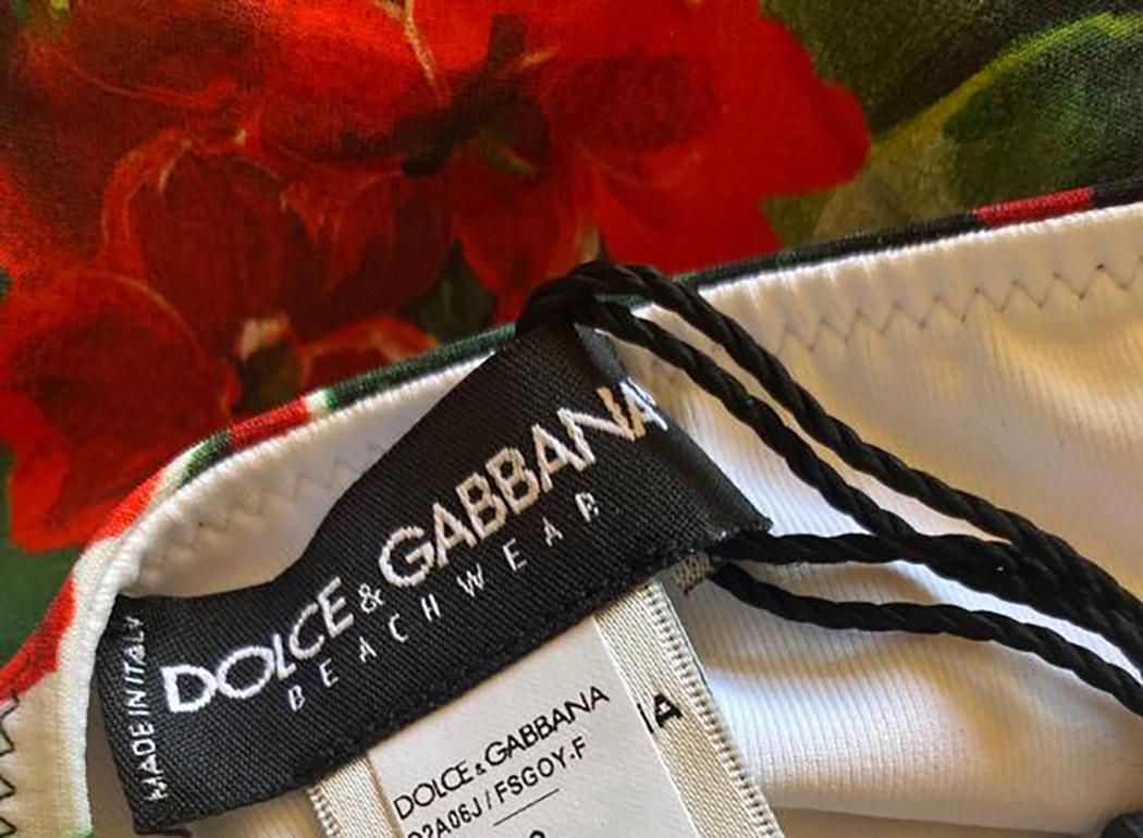 Dolce & Gabbana Red Geranium Floral Two Piece Swimsuit Bikini Swimwear Flowers  For Sale 1