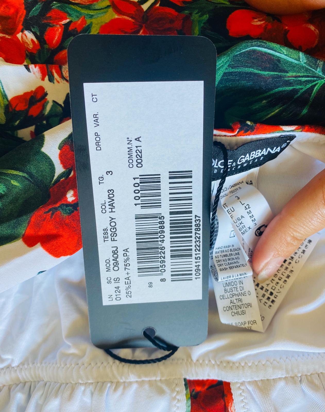 Dolce & Gabbana Einteiliger Badeanzug/Badeanzug/ Bikini in Rot mit Geranienblüte 3