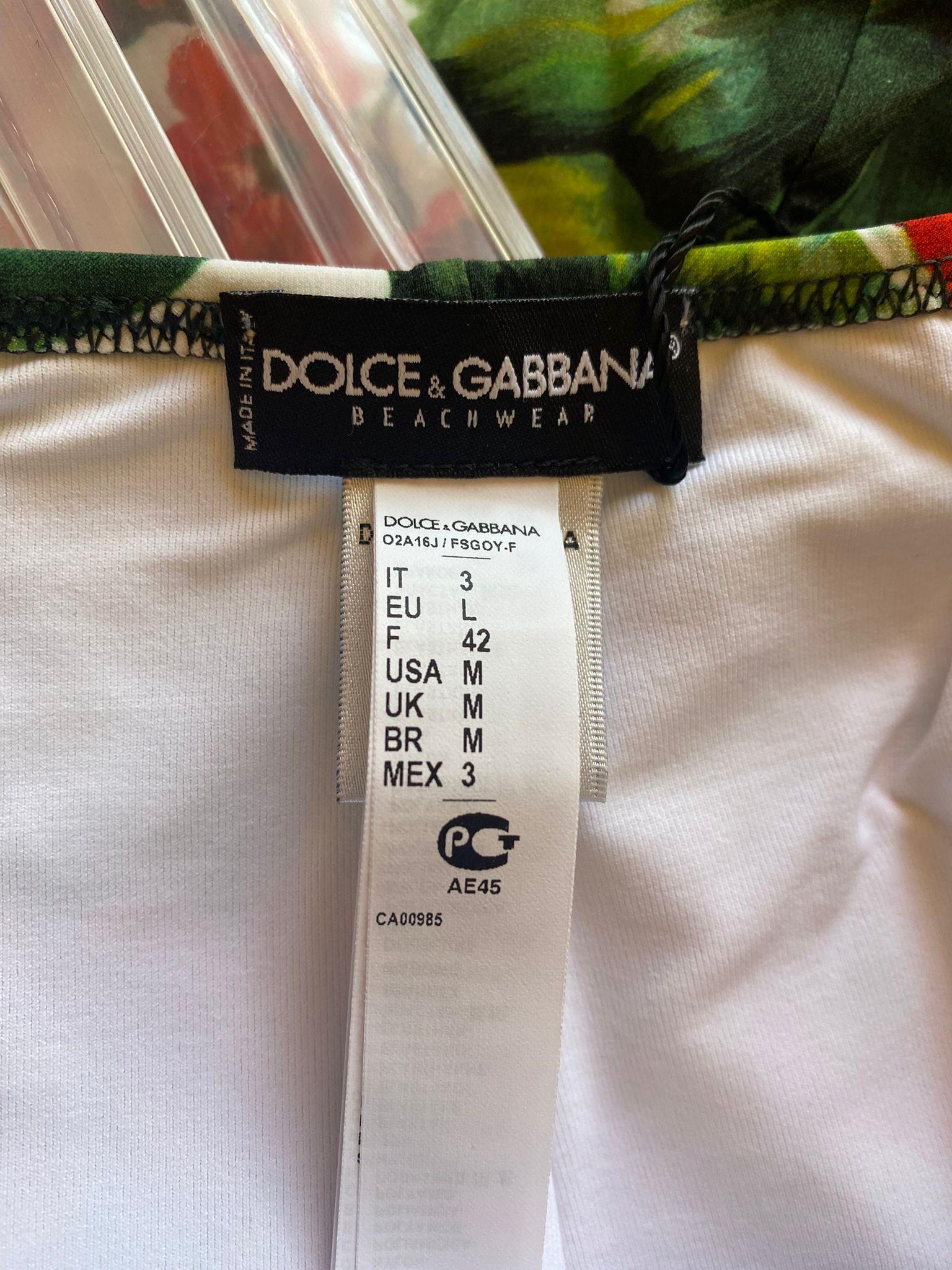 Dolce & Gabbana Zweiteiliger Badeanzug/ Bikini/Badeanzug mit Blumen aus rotem Geranium, DG Retro im Angebot 3