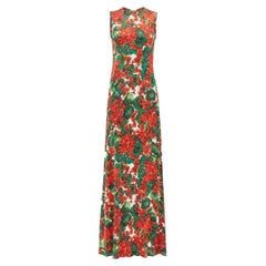 Dolce 
Gabbana Red Geranium
print jersey crewneck maxi dress