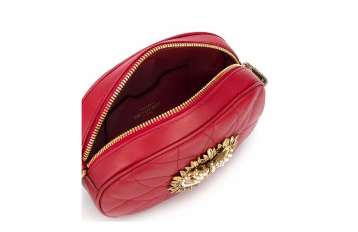 red and gold handbag