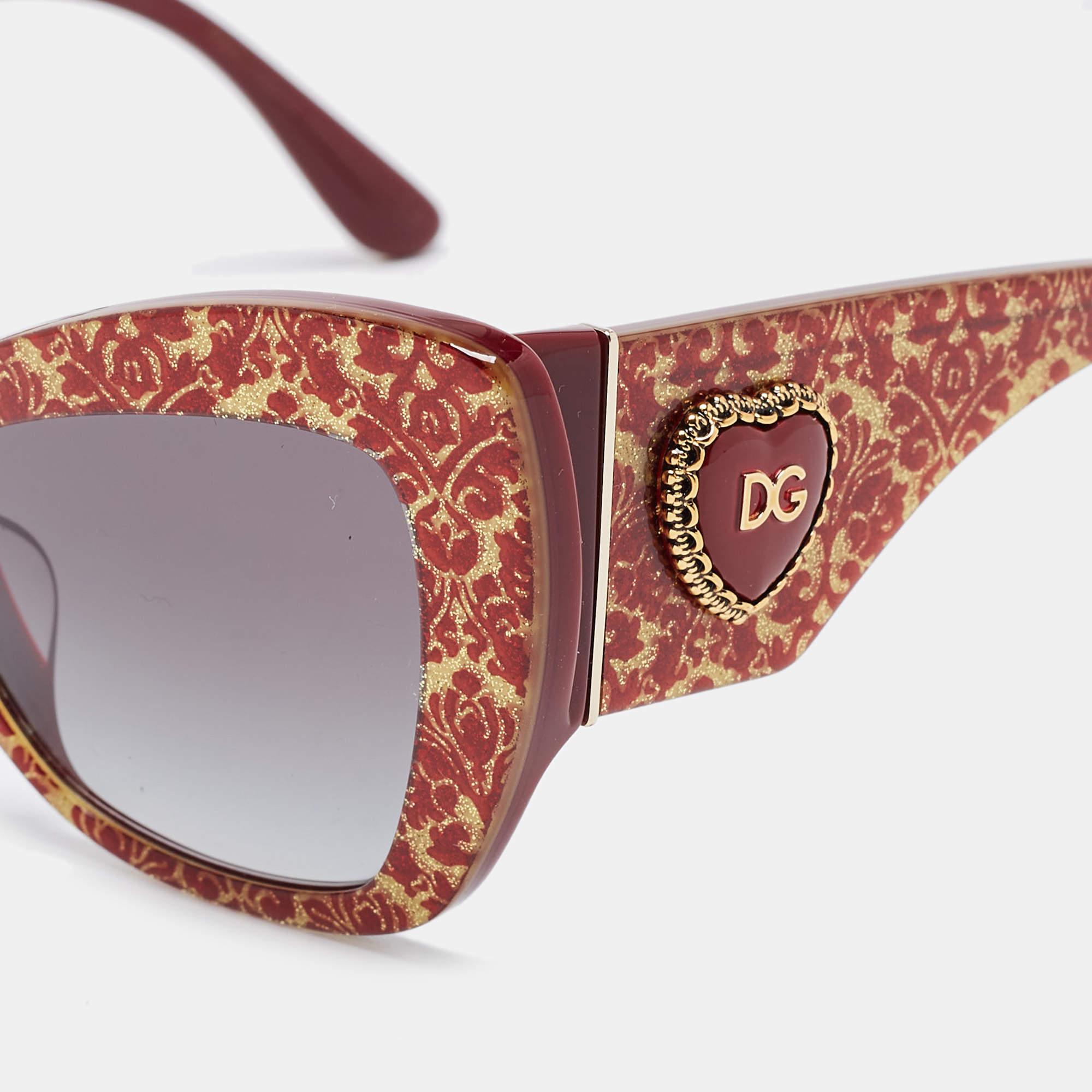 Gray Dolce & Gabbana Red/Gold Gradient DG4349 Sacred Heart Butterfly Sunglasses