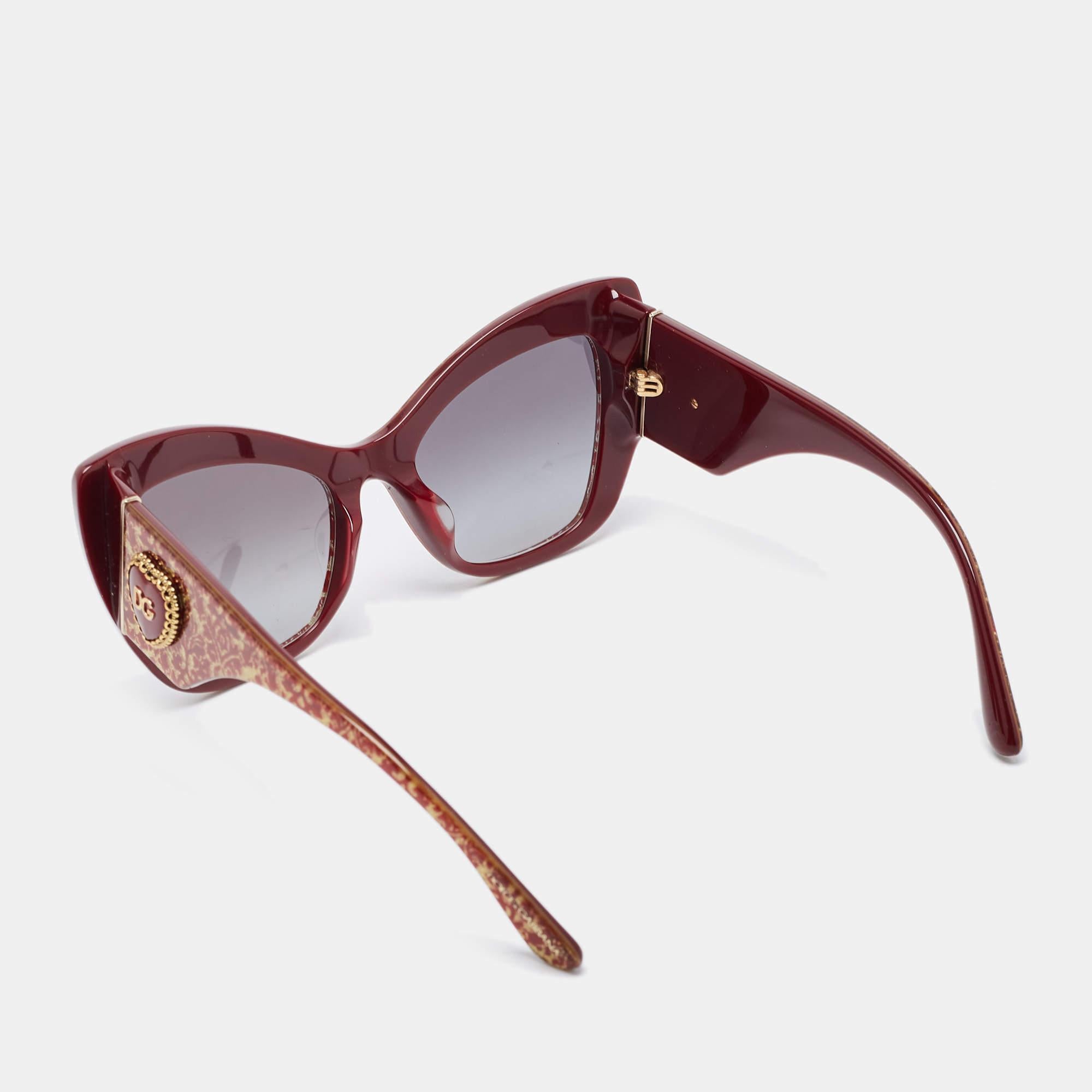 Dolce & Gabbana Red/Gold Gradient DG4349 Sacred Heart Butterfly Sunglasses In Excellent Condition In Dubai, Al Qouz 2
