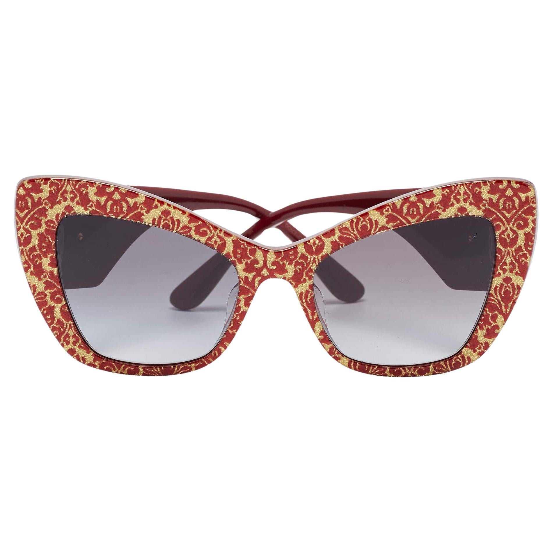 Dolce & Gabbana Red/Gold Gradient DG4349 Sacred Heart Butterfly Sunglasses