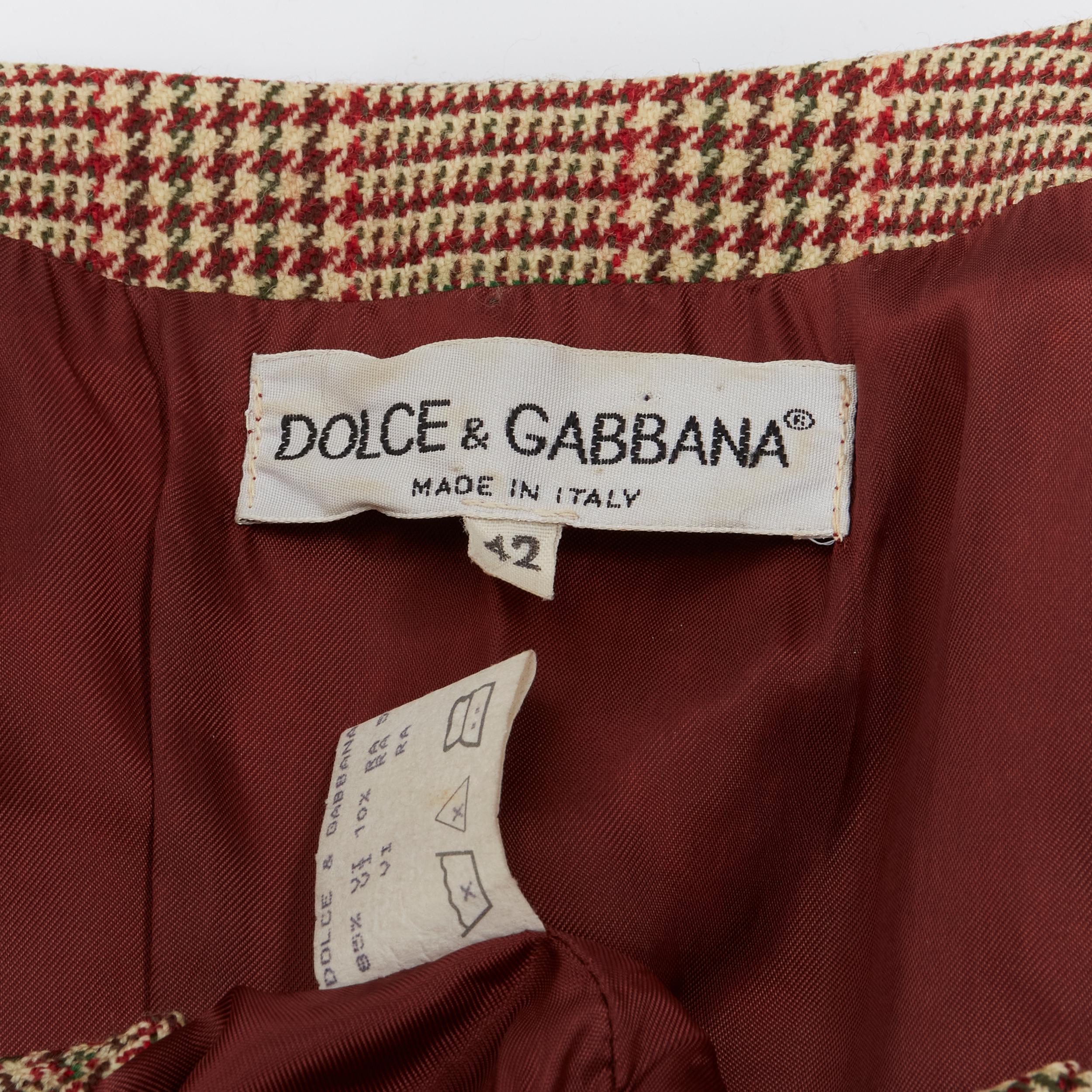 DOLCE GABBANA red green Barocco brocade gold herringbone waistcoat vest IT42 M 2